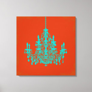 PixDezines DIY-bakgrund/teal ljuskrona Canvastryck