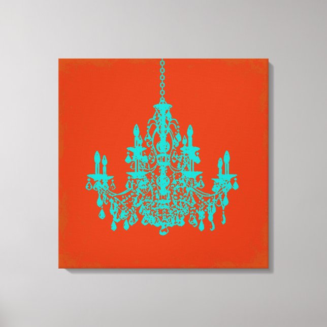 PixDezines DIY-bakgrund/teal ljuskrona Canvastryck (Framsida)