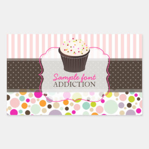 PixDezines-diy, bubbelgum+sprinkles cuptårta Rektangulärt Klistermärke
