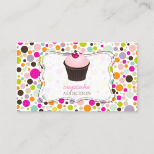 PixDezines Diy cupaka+regnbåge polka dots Visitkort