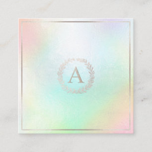 PixDezines DIY Falskt Silver Monogram Holografisk Fyrkantigt Visitkort
