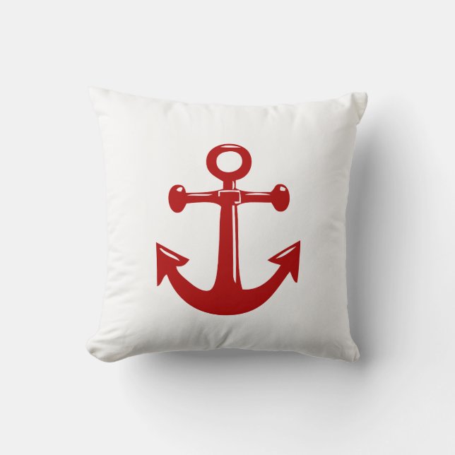 PixDezines DIY färg/anchors nautical red Kudde (Framsida)