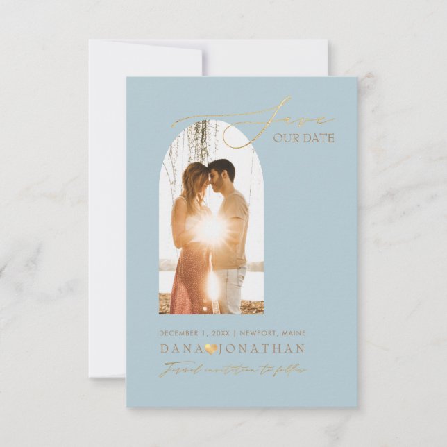 PixDezines DIY färg Arch Ram Dusty Blue Spara Th Spara Datumet (Framsida)