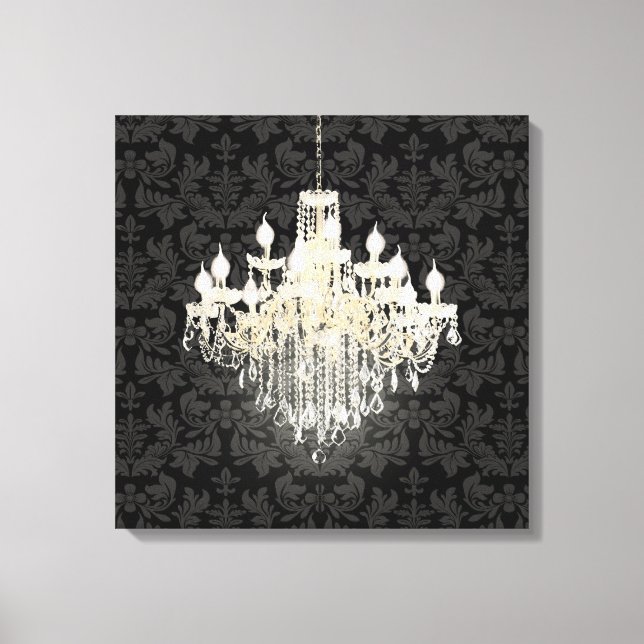 PixDezines DIY Färg Damask/Crystal Chandelier Canvastryck (Framsida)