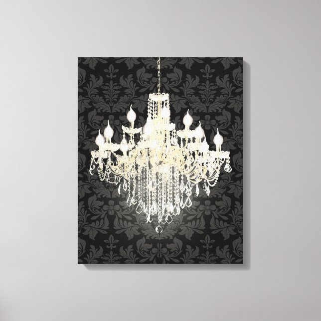 PixDezines DIY Färg Damask/Crystal Chandelier Canvastryck (Framsida)