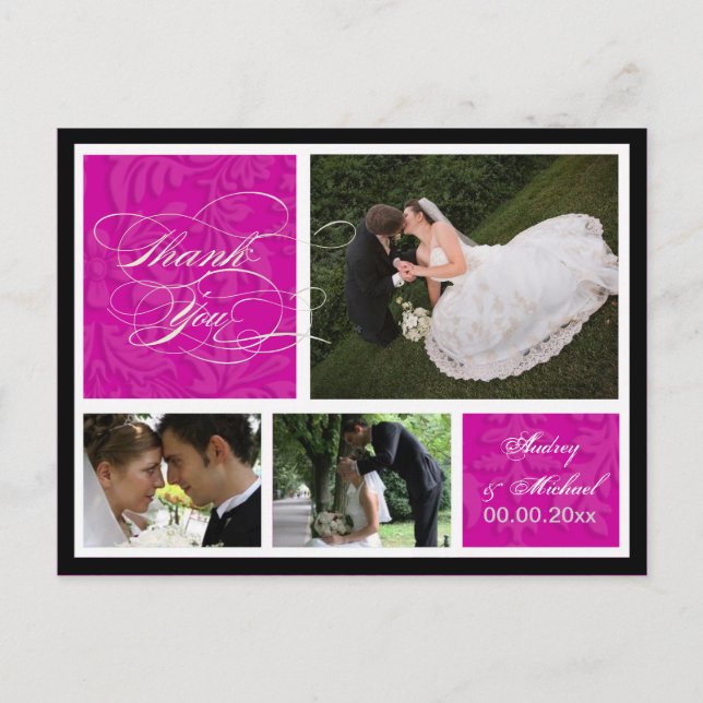 PixDezines DIY Färg/Damask Photos Tack Vykort (Framsida)