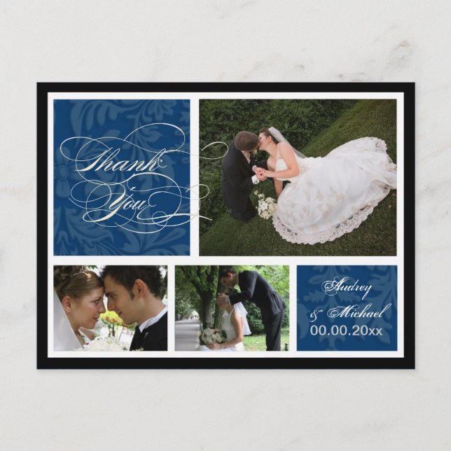 PixDezines DIY Färg/Damask Photos Tack Vykort (Framsida)