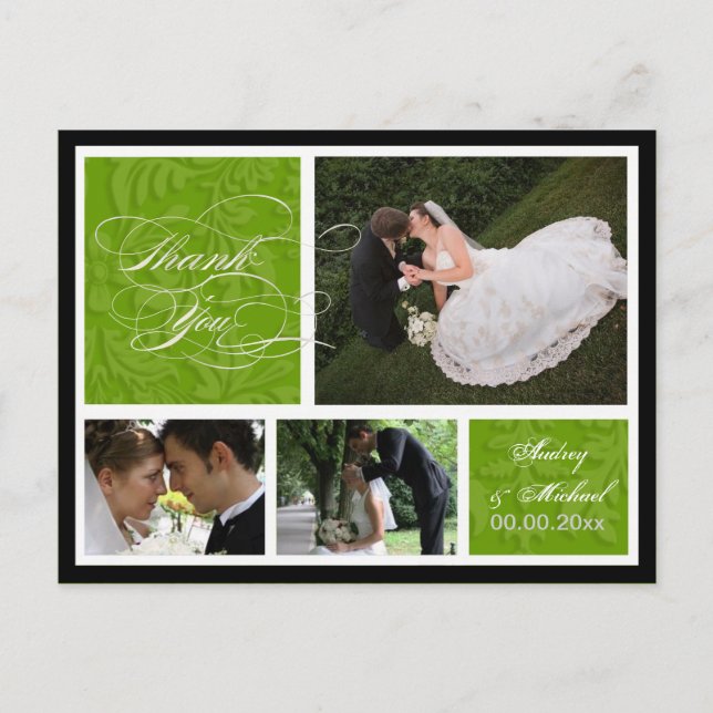 PixDezines DIY Färg/Damask Photos Tack Vykort (Framsida)