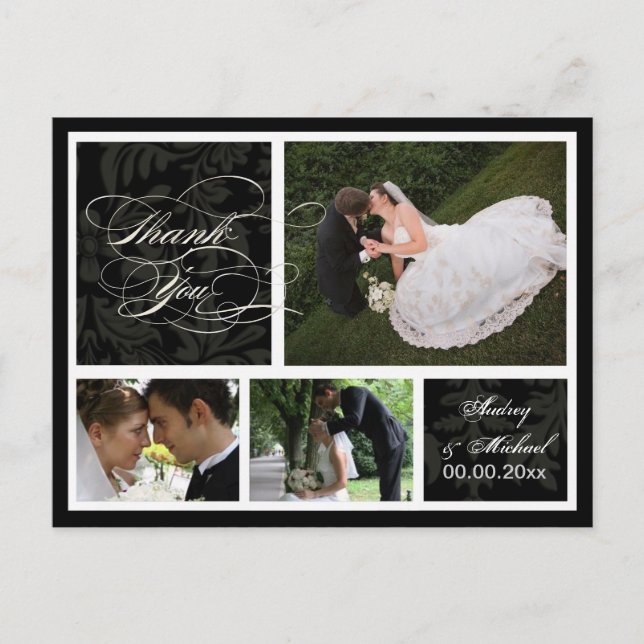 PixDezines DIY Färg/Damask Photos Tack Vykort (Framsida)