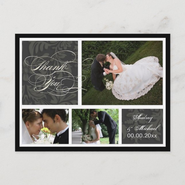 PixDezines DIY färg/Damask Photos Tack Vykort (Framsida)