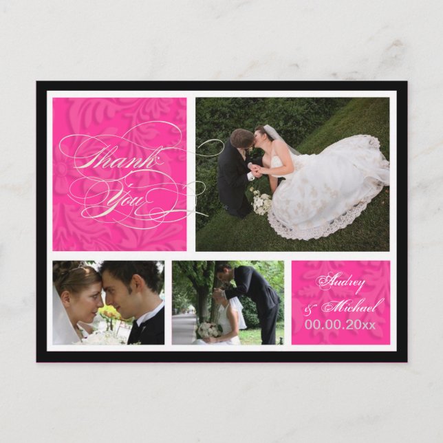 PixDezines DIY Färg/Damask Photos Tack Vykort (Framsida)