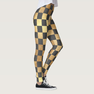 PixDezines DIY Färg/Falskt Guld/Rutigt Mönster Leggings