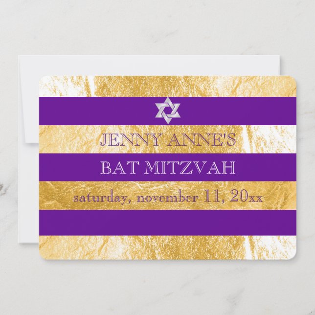 PixDezines DIY färg/faux foil rand ba mitzvah Inbjudningar (Framsida)