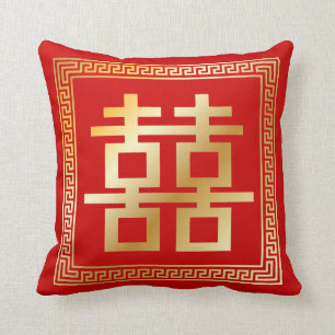 PixDezines diy färg/faux guld dubbla lycka Kudde