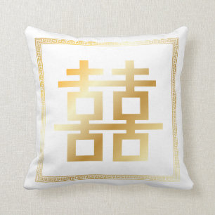 PixDezines diy färg/faux guld dubbla lycka Kudde
