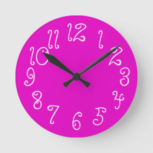 PixDezines DIY färg/font/hot pink Rund Klocka