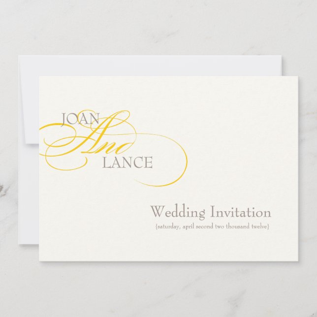 PixDezines DIY färg, gult. finare-teckensnitt... Inbjudningar (Framsida)