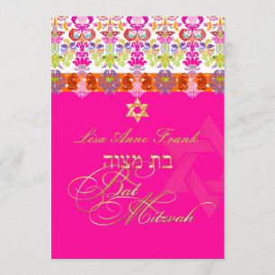 PixDezines diy färg, isabella damm, Bat mitzvah Inbjudningar