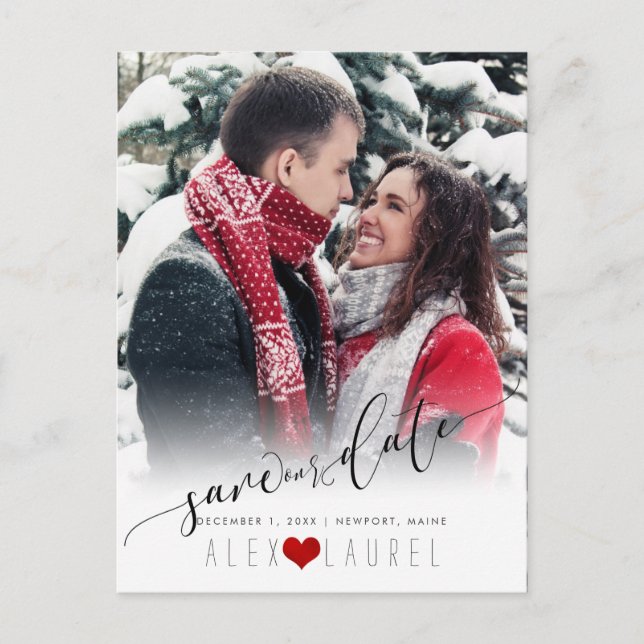 PixDezines DIY färg/Spara vår Datum/kalligrafi Vykort (Framsida)