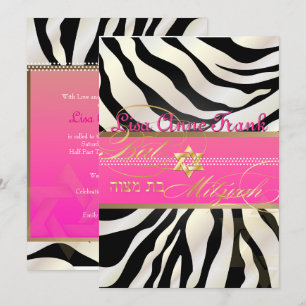 PixDezines DIY färg/Zebra, Bat Mitzvah Inbjudningar