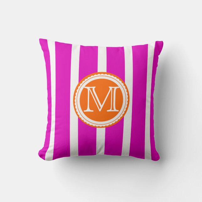 PixDezines DIY-färgade ränder/monogram Kudde (Framsida)