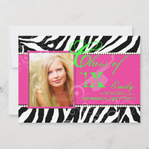 PixDezines diy färger/2016 Grads, zebra tryck Inbjudningar