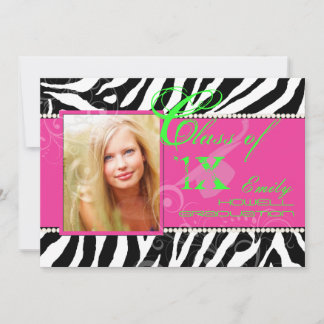 PixDezines diy färger/2016 Grads, zebra tryck Inbjudningar