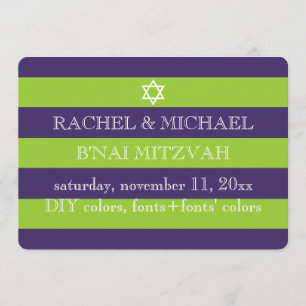 PixDezines DIY-färger/ränder bar mitzvah Inbjudningar