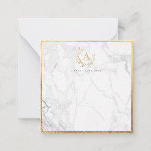 PixDezines DIY faux guld mongram marble note card Anteckningskort
