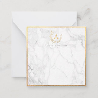 PixDezines DIY faux guld mongram marble note card Anteckningskort