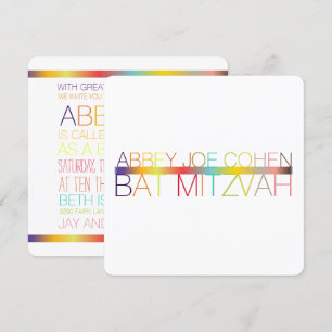 PixDezines DIY-grafik/typografi/bat mitzvah Inbjudningar