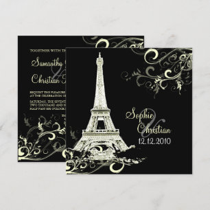 PixDezines DIY LA TOUR EIFFEL+SWIRLS/LUXE PAPPRARE Inbjudningar