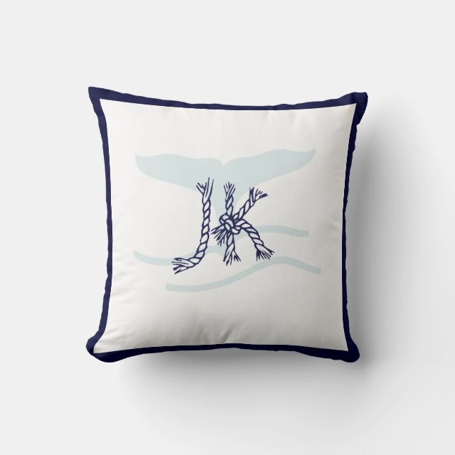 PixDezines DIY MONOGRAM WHALE+NAUTICAL ROPE Kudde (Framsida)