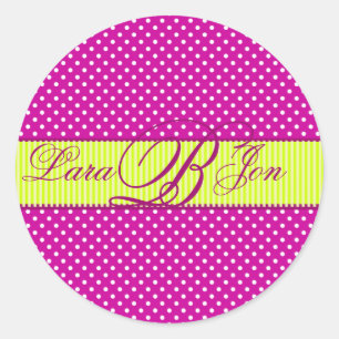 PixDezines DIY Polkadots/lime green+fuschia Runt Klistermärke
