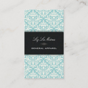 PixDezines diy Teal+Pearl Céline Vintage Damask Visitkort