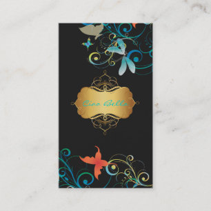 PixDezines Dragonflies Butterflies Rainbow Swirls Visitkort