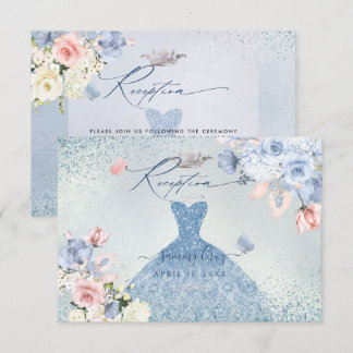 PixDezines Dusty Blue Ro Quinceanera Reception Inbjudningar