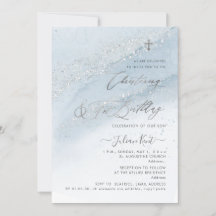 PixDezines Dusty Blue Silver Christening 1st BD