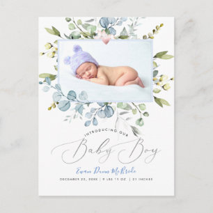 PixDezines Dusty Blue Watercolor Boy Vykort