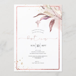 PixDezines Dusty Ro Eucalyptus Sprig Baptism Inbjudningar