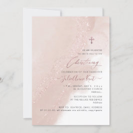PixDezines Dusty Rosa ros Guld Christening Inbjudningar