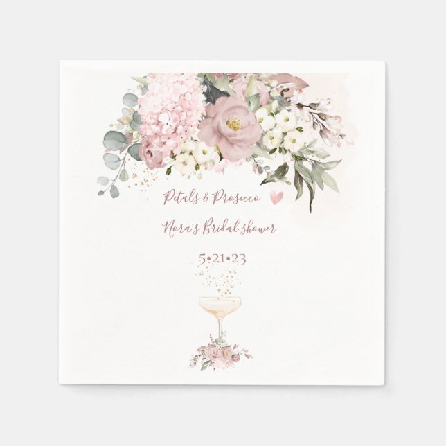 PixDezines Dusty Rose med Champagne Glass Servette Pappersservett (Framsidan)