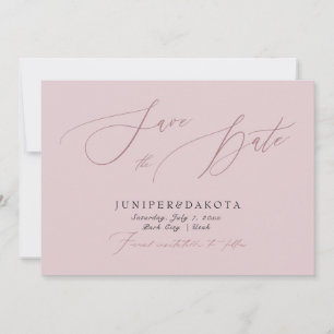 PixDezines Dusty Rose Modernt Skript Sparande Datu Inbjudningar