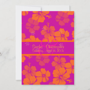 PixDezines dybakgrund, Tangerine Leis/hibiscus Inbjudningar