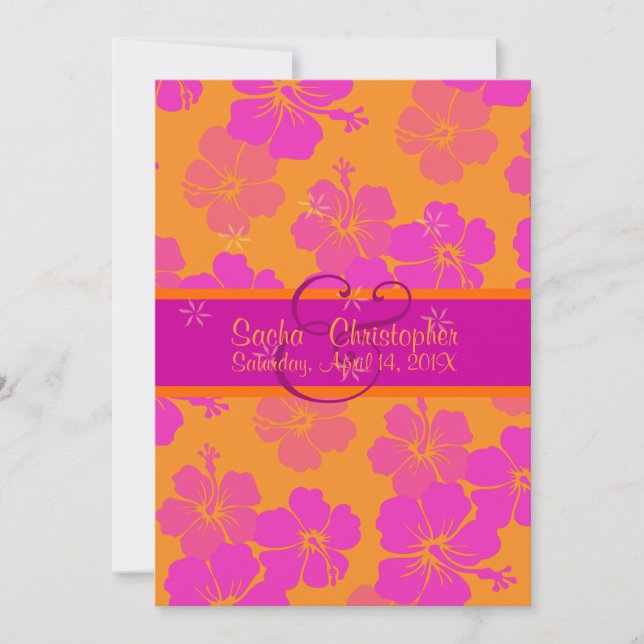 PixDezines dyn bakgrund, passion rosa hibiscus Inbjudningar (Framsida)