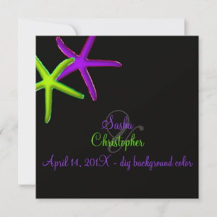 PixDezines dyy background/Neon Starfish/Beach Inbjudningar