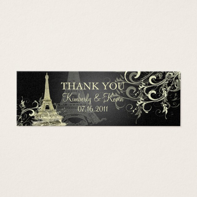 PixDezines Eiffel Torn/Bateau Mouche+Swirls Litet Visitkort (Framsidan)