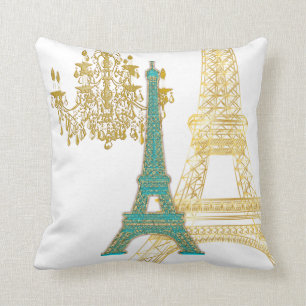 PixDezines eiffel torn/faux guld/DIY färg Kudde
