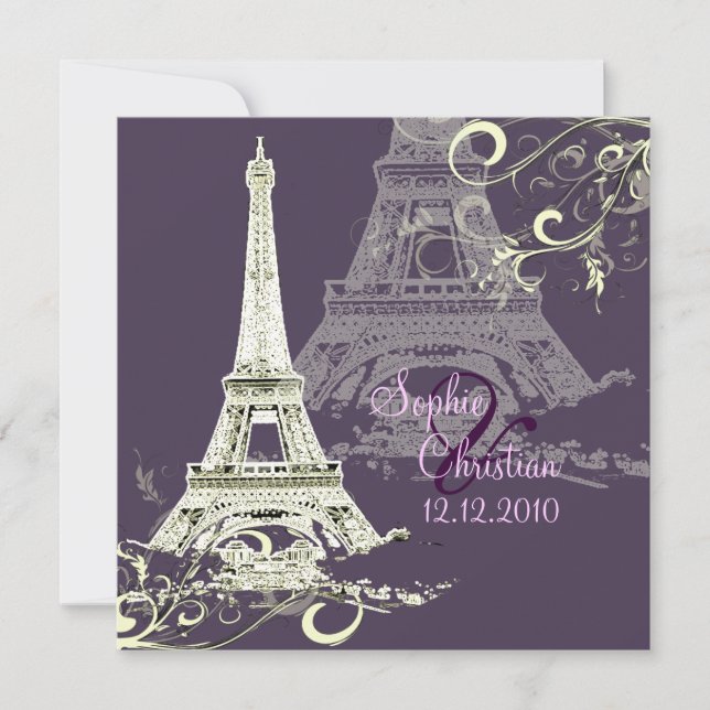PixDezines EIFFEL TORN INVITATIONS/DIY BAKGRUND Inbjudningar (Framsida)