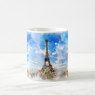 PixDezines EIFFEL TORN, PARIS I WATERCOLOR Kaffemugg